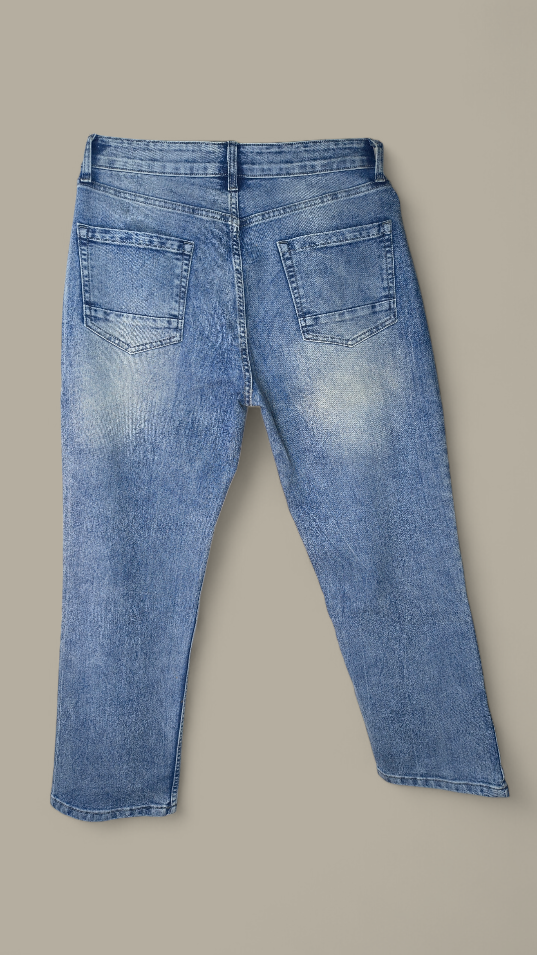 Classic Blue Acid Wash  Light Blue Washed Relaxed Fit Jeans