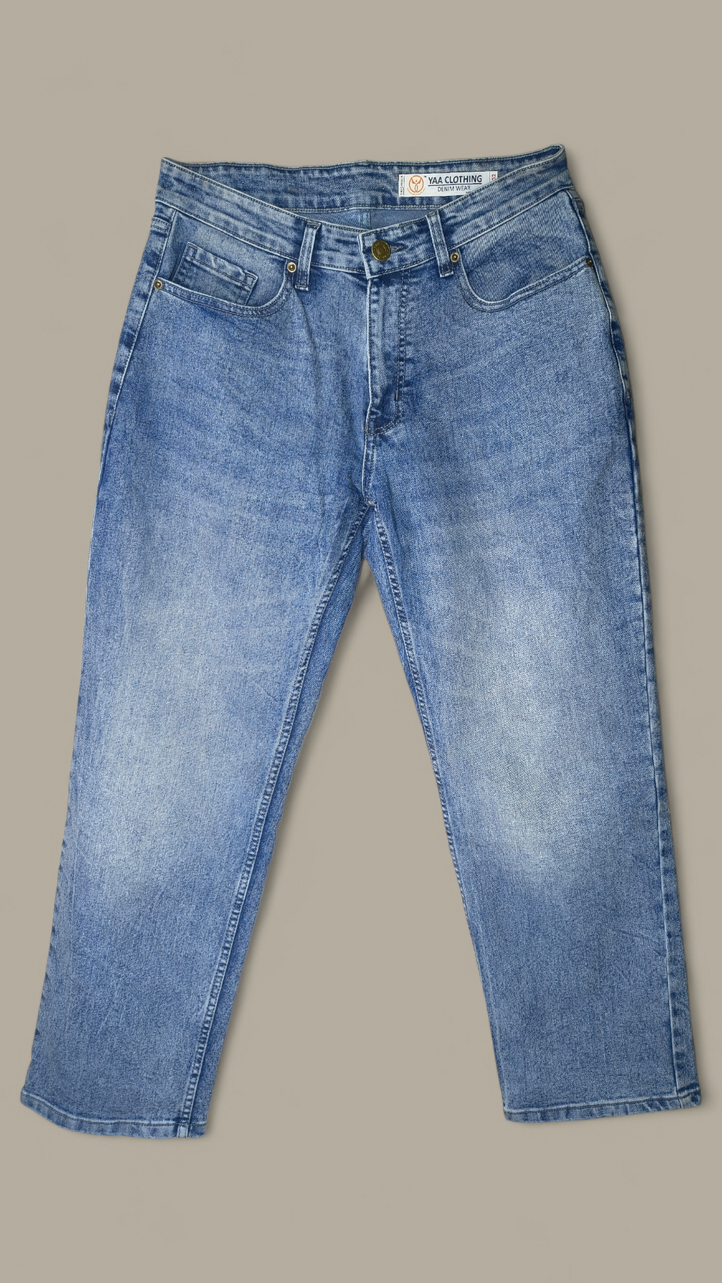Classic Blue Acid Wash  Light Blue Washed Relaxed Fit Jeans