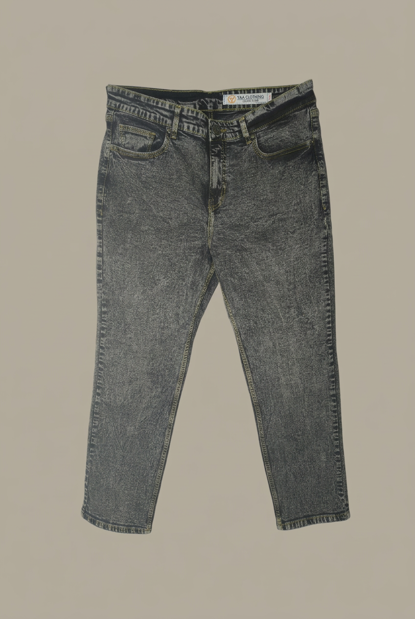 Charcoal Acid Wash Straight Fit Jeans for Men