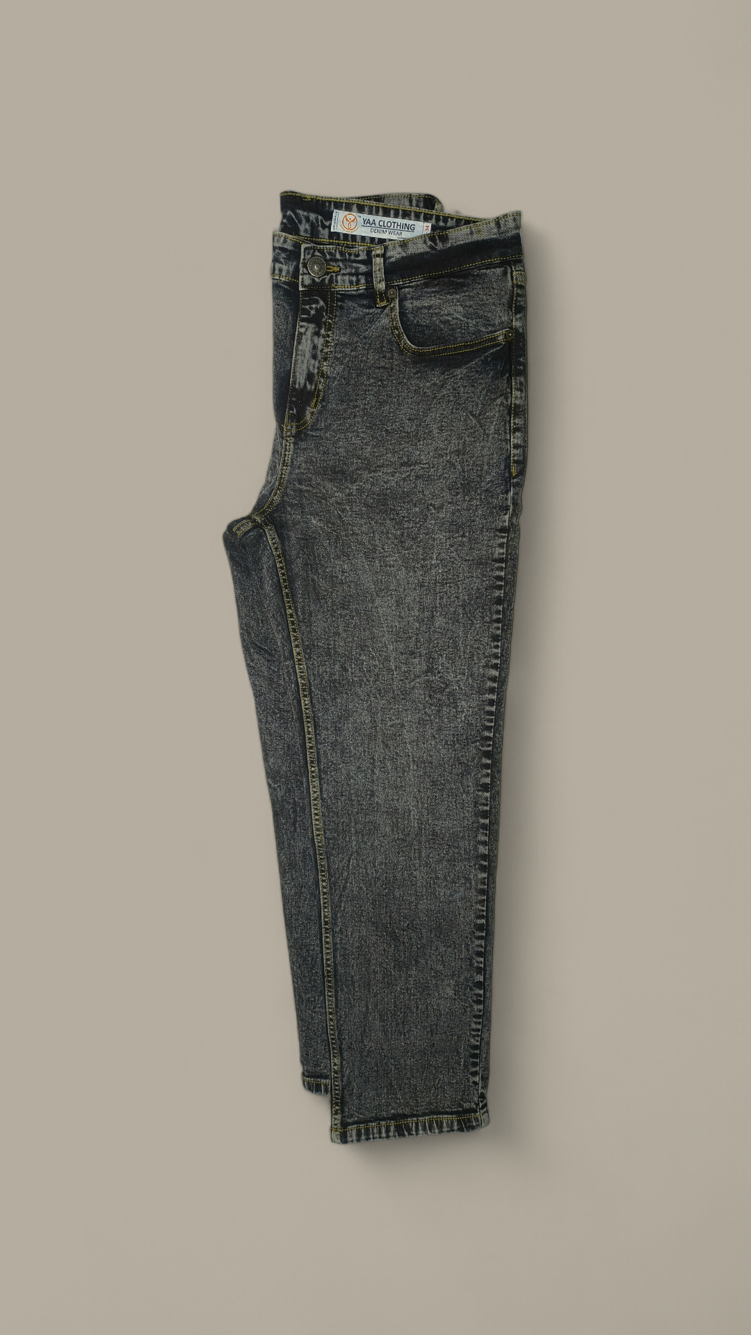 Charcoal Acid Wash Straight Fit Jeans for Men