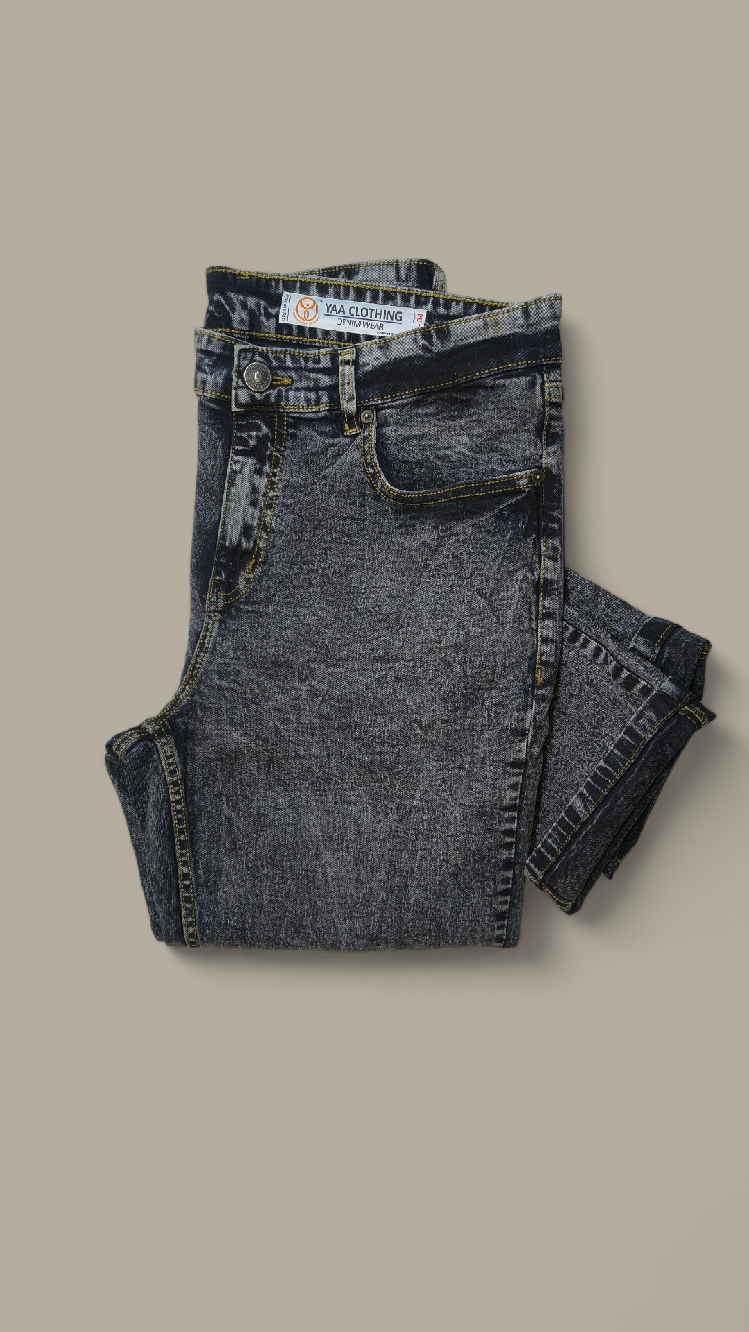 Charcoal Acid Wash Straight Fit Jeans for Men